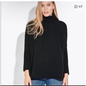 AYR Le Square Black Cable-Knit Turtleneck Sweater